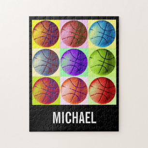 Your Name Customizable Basketball Artwork Pop Art Jigsaw Puzzle