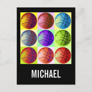 Your Name Customizable Basketball Artwork Pop Art Postcard