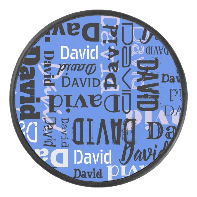 Your NAME Customizable Coloured Mens Hockey Puck (Front)