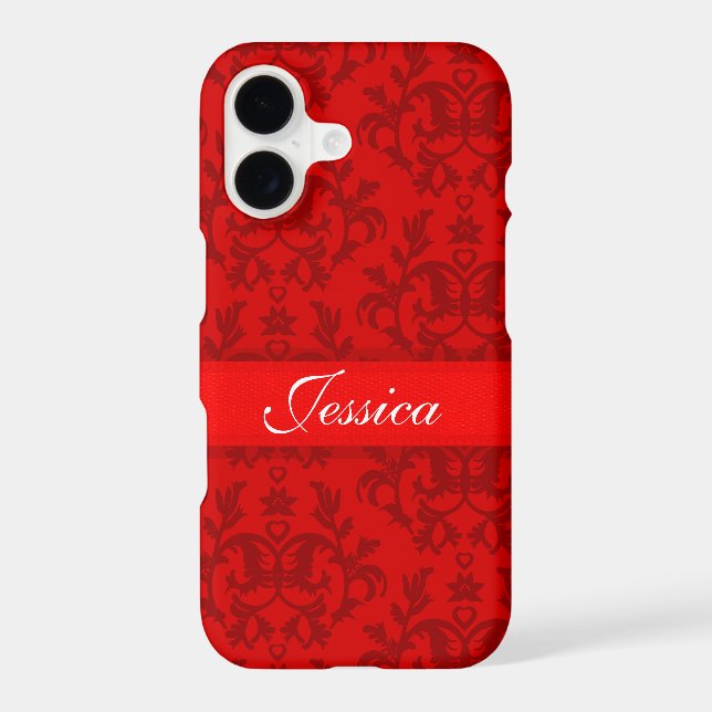 Your name damask red iphone case (Back)
