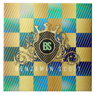 Your Name Elegant Gold Monogram Tile