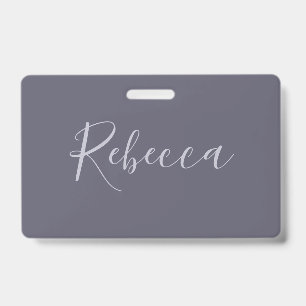 Your Name   Elegant Lavender Script on Hazy Purple Badge
