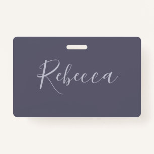 Your Name Elegant Lavender Script on Hazy Purple Badge