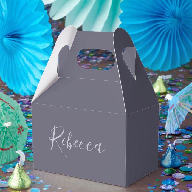 Your Name | Elegant Lavender Script on Hazy Purple Favor Box (Party)