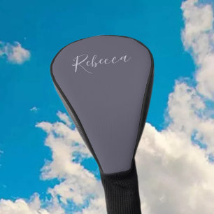 Your Name   Elegant Lavender Script on Hazy Purple Golf Head Cover