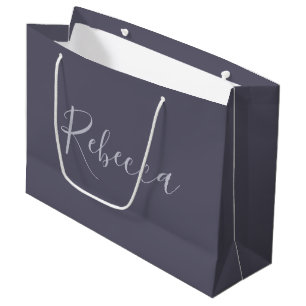 Your Name   Elegant Lavender Script on Hazy Purple Large Gift Bag