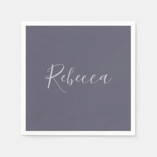 Your Name Elegant Lavender Script on Hazy Purple Napkin