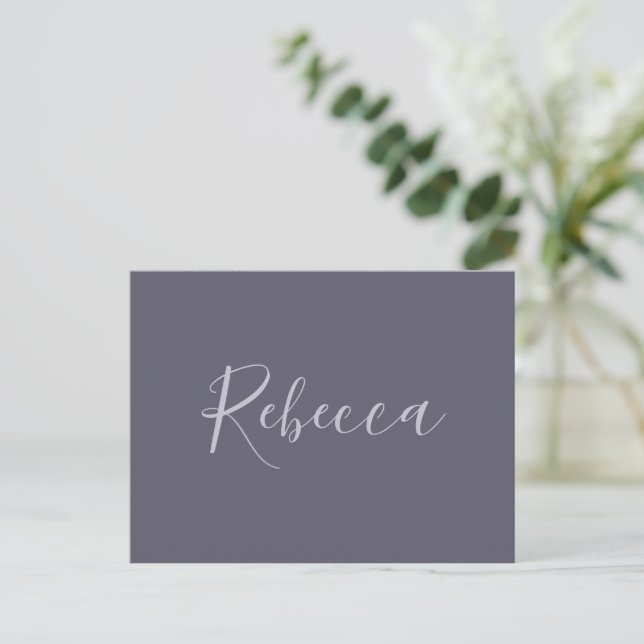 Your Name | Elegant Lavender Script on Hazy Purple Postcard (Standing Front)