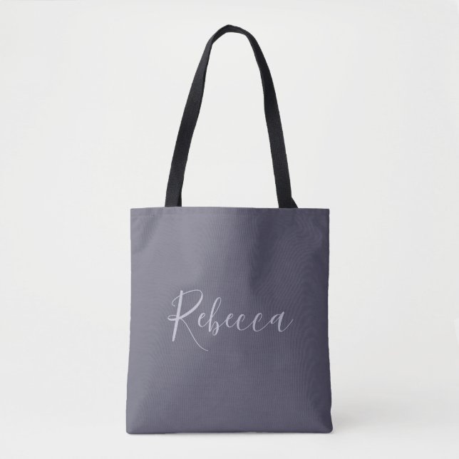 Your Name | Elegant Lavender Script on Hazy Purple Tote Bag (Front)