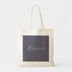 Your Name   Elegant Lavender Script on Hazy Purple Tote Bag