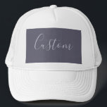 Your Name | Elegant Lavender Script on Hazy Purple Trucker Hat<br><div class="desc">Your name or any other text in elegant calligraphy,  customize anyway you like.</div>