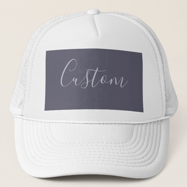 Your Name | Elegant Lavender Script on Hazy Purple Trucker Hat (Front)