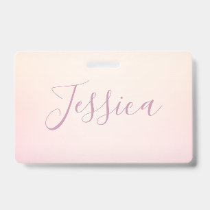 Your Name   Elegant Script Soft Ombre Badge