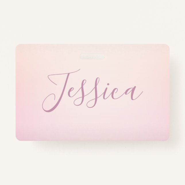 Your Name | Elegant Script Soft Ombre Badge (Front)