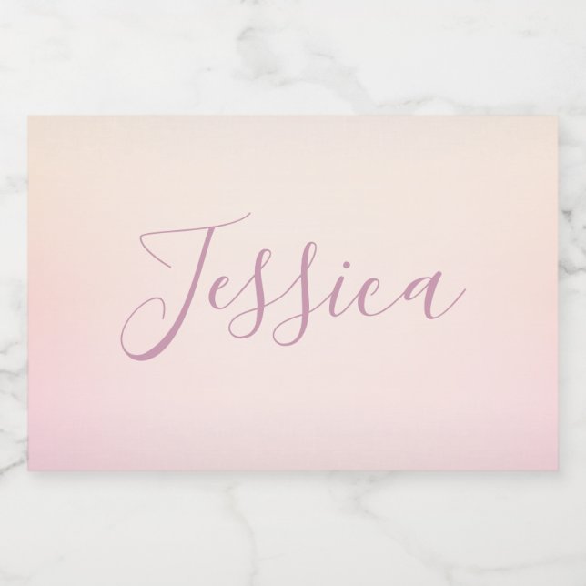 Your Name | Elegant Script Soft Ombre Food Label (Single Label)