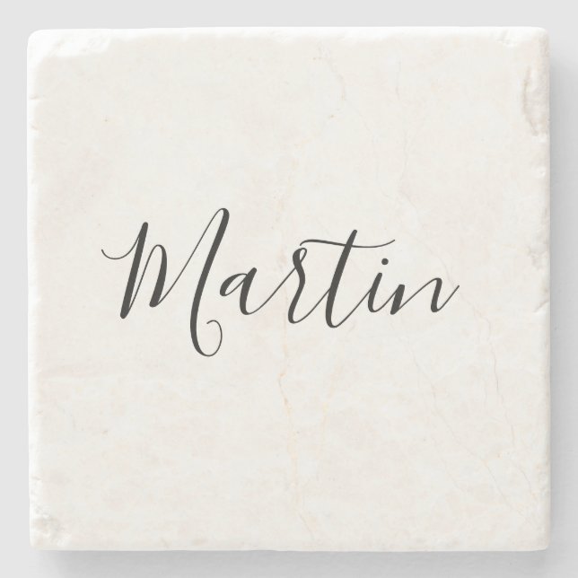 Your Name | Elegant Script Stone Coaster (Front)