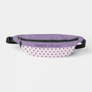 Your Name Elegant Violet & Blush Stripes & Blooms Fanny Pack