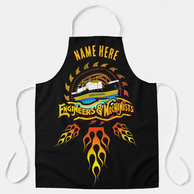 YOUR NAME Engineer and Machinist Boat Crew Work Apron (Front)