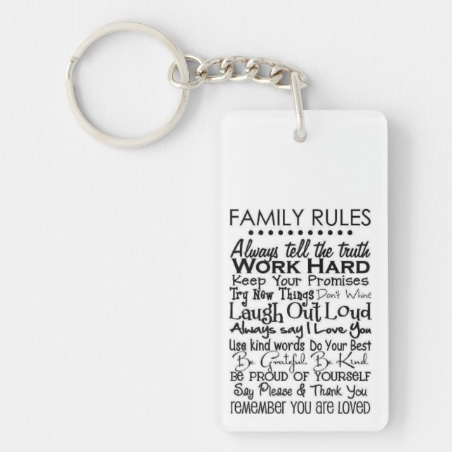 (YOUR NAME) Family Rules Keychain (Front)