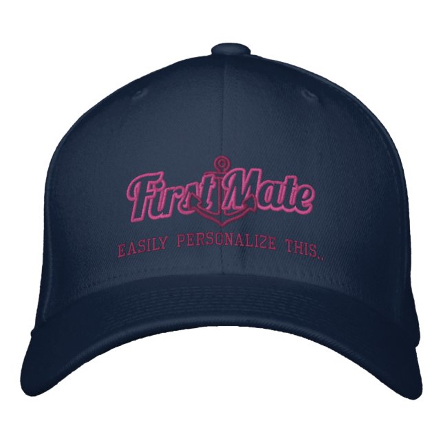 Your Name First Mate Nautical Anchor Embroidery Embroidered Hat (Front)