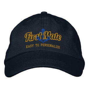 Your Name First Mate Nautical Anchor Embroidery Embroidered Hat