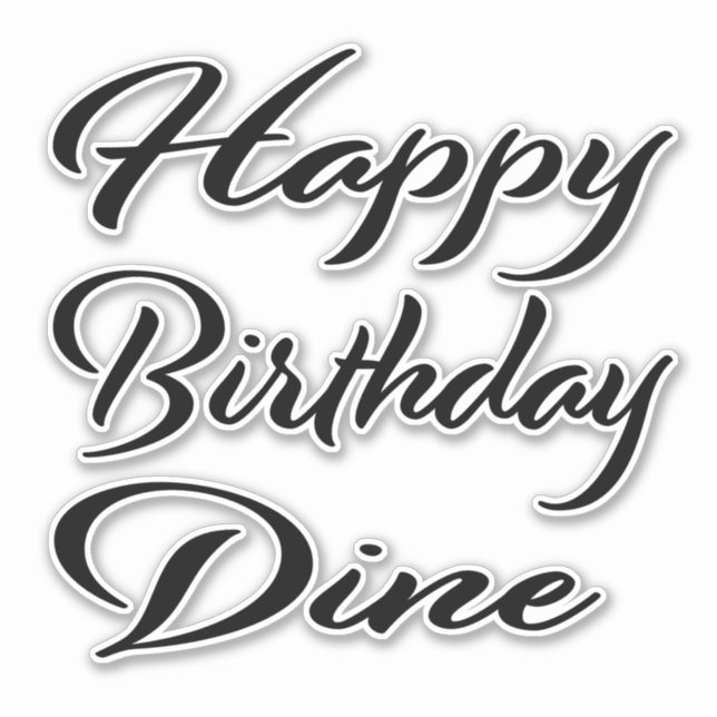 Your name first name black Sticker birthday (Front)