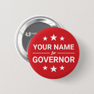 Your Name for Governor Custom Text & Colours Stars 2 Inch Round Button