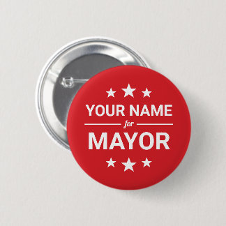 Your Name for Mayor Custom Text & Colours Stars Re 2 Inch Round Button