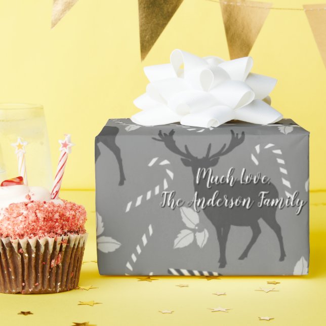 Your Name Forest Deer Christmas Pattern Wrapping P Wrapping Paper (Birthday Party)