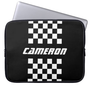 Your Name Fully Custom Colors Checkered Stripe Laptop Sleeve