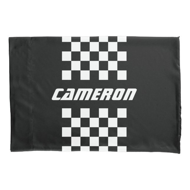 Your Name Fully Custom Colors Checkered Stripe Pillowcase (Front)