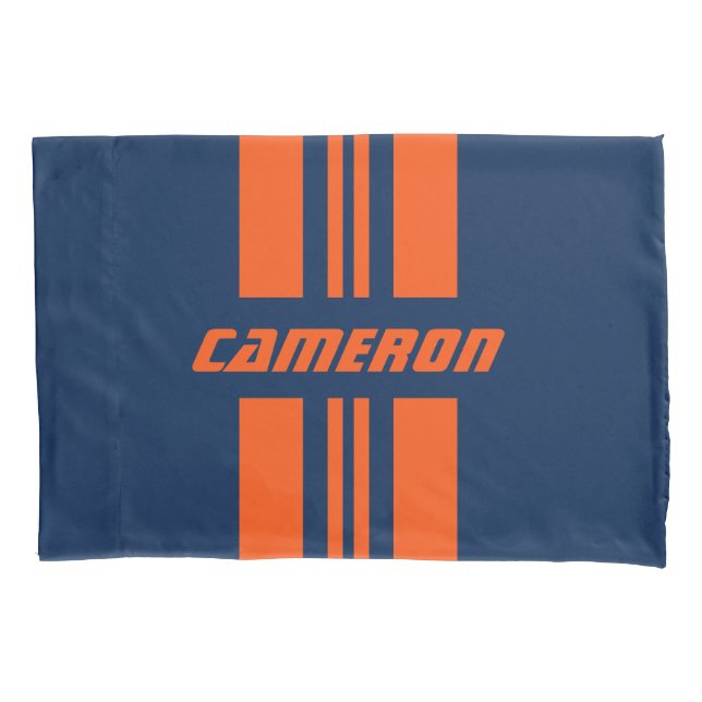 Your Name Fully Custom Colors Racing Stripes 1 Pillowcase (Front)