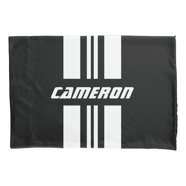 Your Name Fully Custom Colors Racing Stripes 1 Pillowcase (Front)