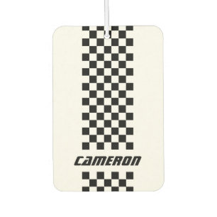 Your Name Fully Custom Colours Chequered Stripe Air Freshener
