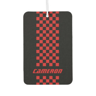 Your Name Fully Custom Colours Chequered Stripe Air Freshener