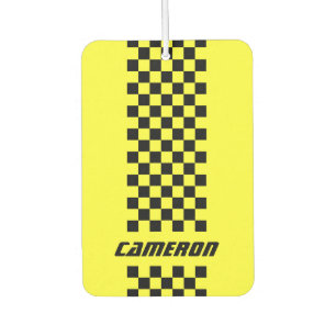 Your Name Fully Custom Colours Chequered Stripe Air Freshener