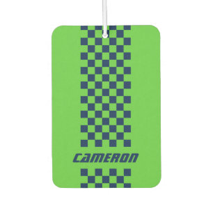 Your Name Fully Custom Colours Chequered Stripe Air Freshener