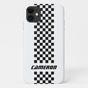 Your Name Fully Custom Colours Chequered Stripe iPhone 11 Case