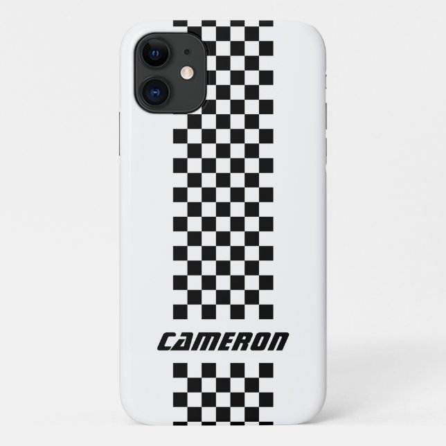 Your Name Fully Custom Colours Chequered Stripe Case-Mate iPhone Case (Back)