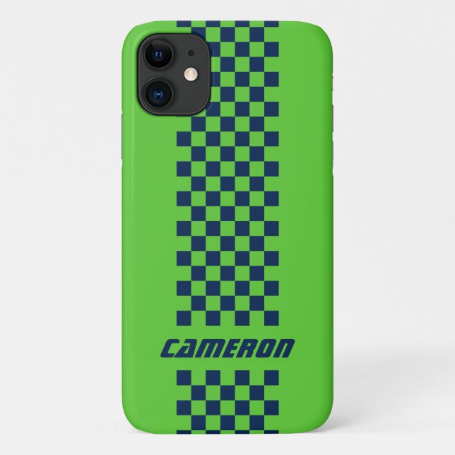 Your Name Fully Custom Colours Chequered Stripe Case-Mate iPhone Case (Back)