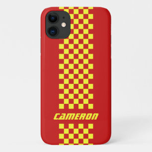 Your Name Fully Custom Colours Chequered Stripe iPhone 11 Case