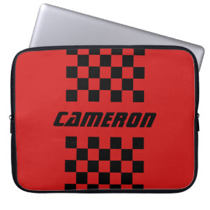 Your Name Fully Custom Colours Chequered Stripe Laptop Sleeve