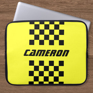 Your Name Fully Custom Colours Chequered Stripe Laptop Sleeve