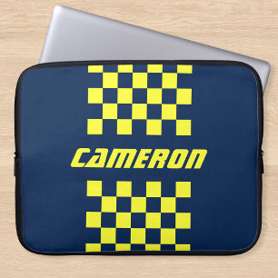 Your Name Fully Custom Colours Chequered Stripe Laptop Sleeve
