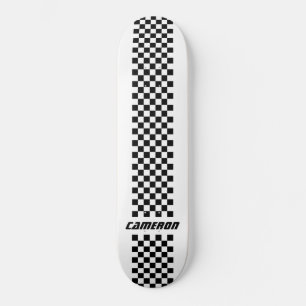 Your Name Fully Custom Colours Chequered Stripe Skateboard