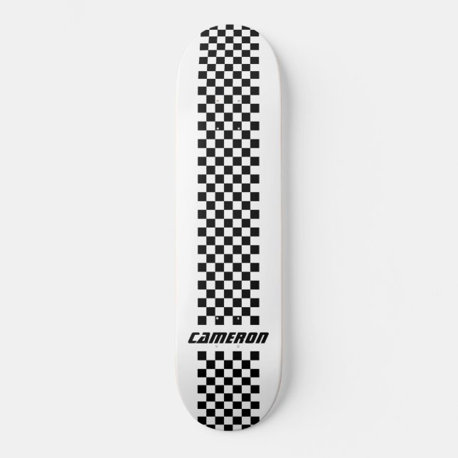 Your Name Fully Custom Colours Chequered Stripe Skateboard (Front)