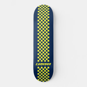 Your Name Fully Custom Colours Chequered Stripe Skateboard
