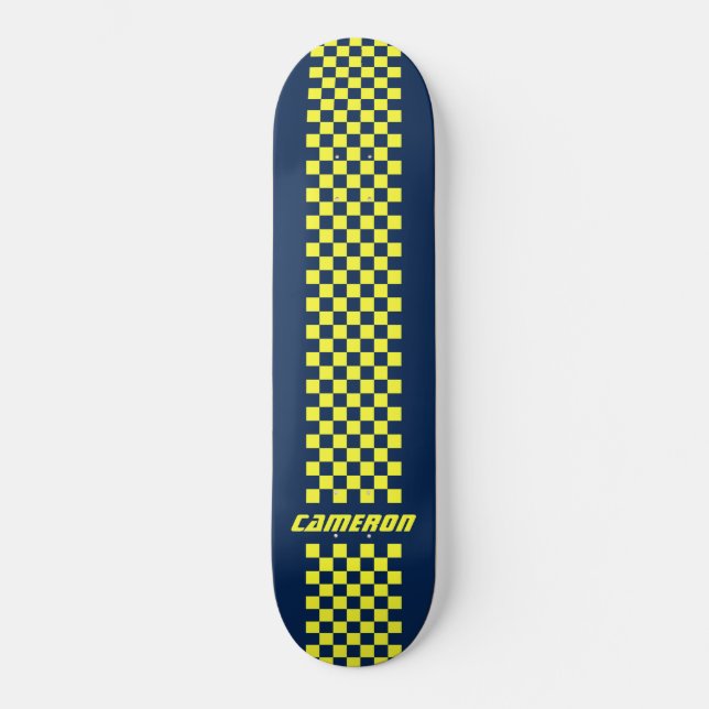 Your Name Fully Custom Colours Chequered Stripe Skateboard (Front)