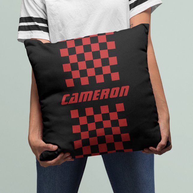 Your Name Fully Custom Colours Chequered Stripe Throw Pillow (Creator Uploaded)