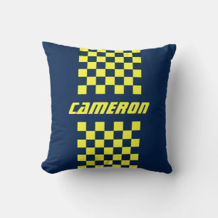 Your Name Fully Custom Colours Chequered Stripe Throw Pillow
